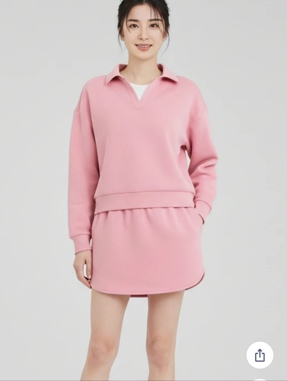 Women’s Pink Skort with Matching Polo Crop - Soft Pink Set
